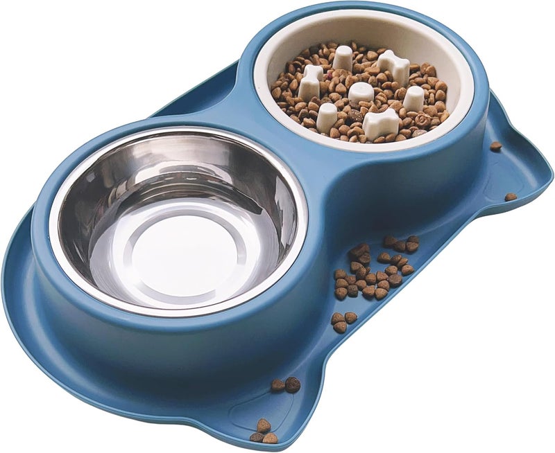 AKEISHE Slow Feeder Dog Bowls & Cat Bowls, 3-in-1 Stainless Steel Pet Food Dish with Non-Slip Base, Fun Maze Design to Prevent Bloating, Choking & Overeating for Fast Eaters - Image 1